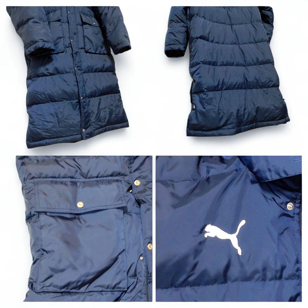 美品　プーマ　ロング ダウンコート　XLサイズ　フード付　ネイビー　防風　防寒