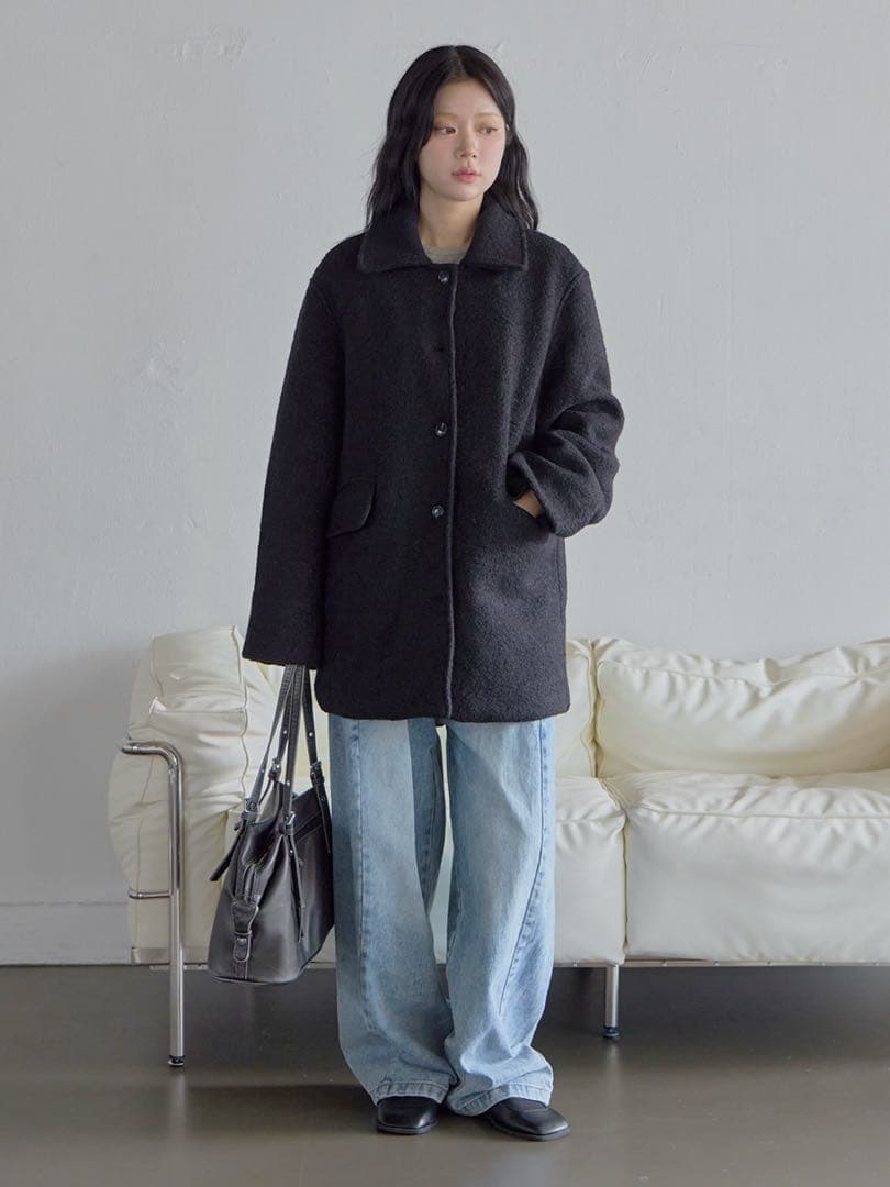 une mansion インナーキルティングペディンウールミディハーフコート