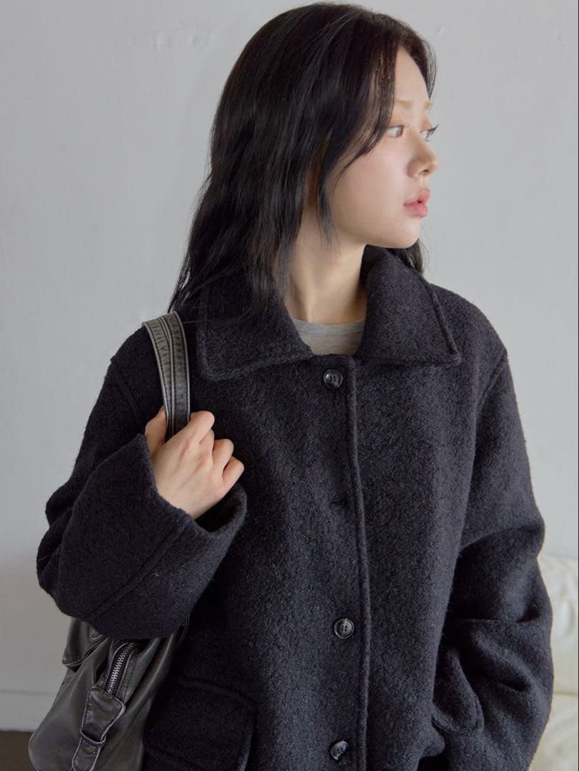 une mansion インナーキルティングペディンウールミディハーフコート