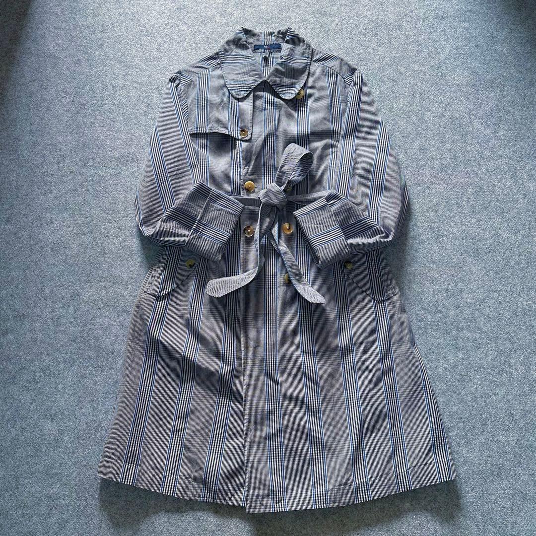 45R【格子柄×希少カラー／ハート刺繍】セミロング•トレンチコート（ベルテッド）