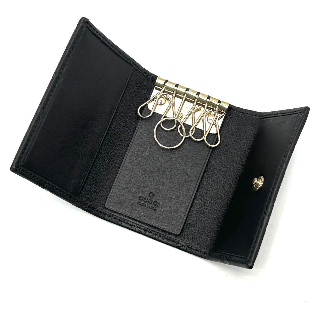 未使用 グッチ シマ 三つ折り6連キーケース ブラック 138093 レザー