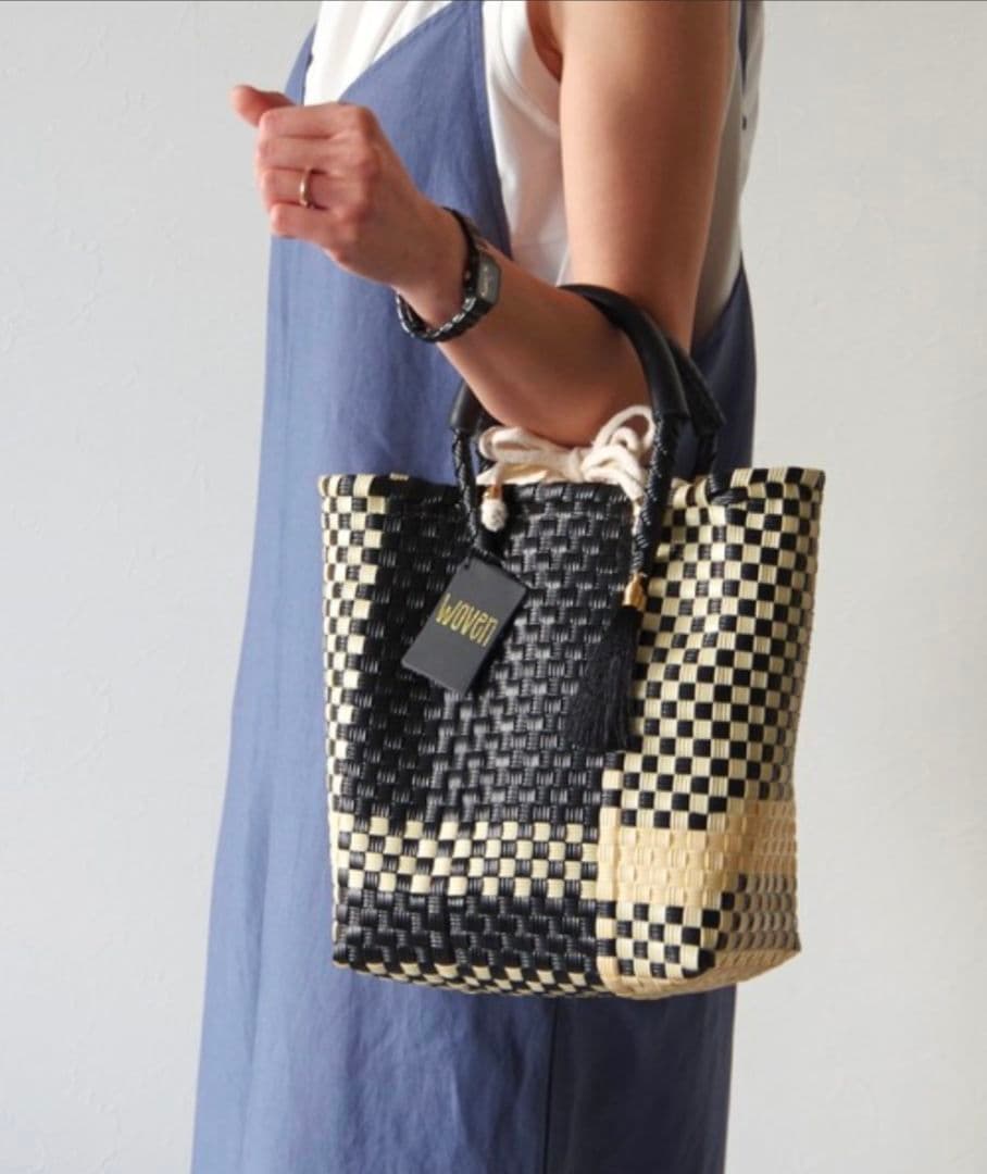 ♡２回のみ使用♡WOVEN チェック柄 かごバッグ