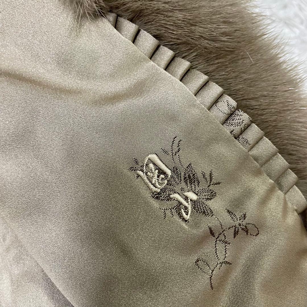 美品 エンバ ミンク 毛皮 リアルファー　ハーフコート ベージュ系 トートラ　L