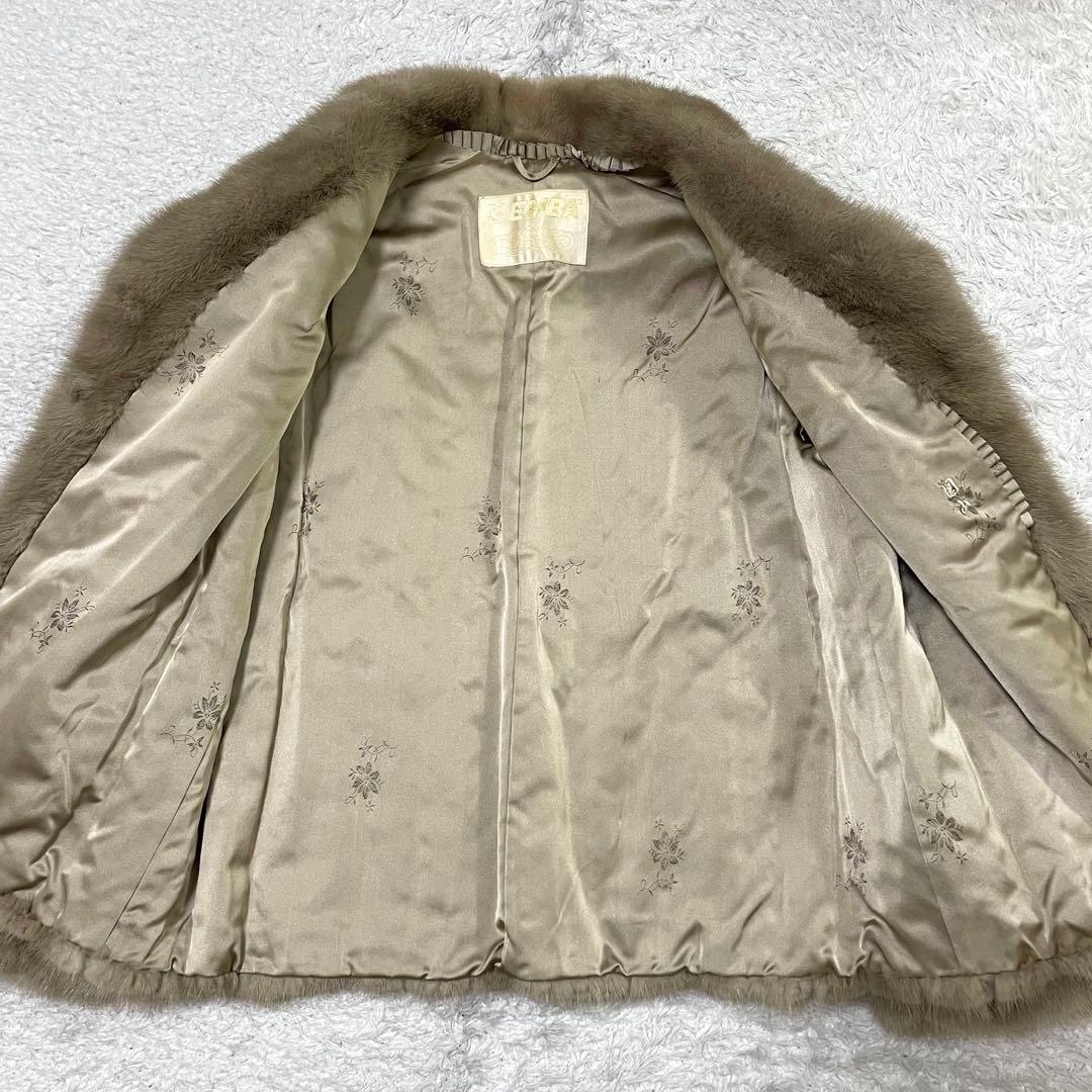 美品 エンバ ミンク 毛皮 リアルファー　ハーフコート ベージュ系 トートラ　L