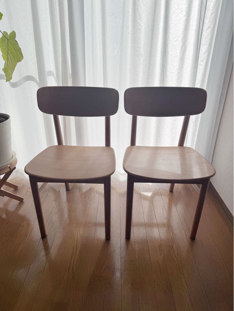 無印良品 ラウンドチェア・オーク材2脚