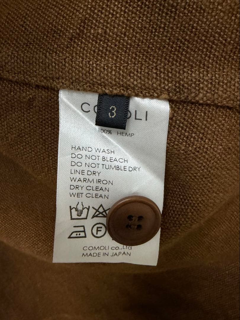 comoli コモリ　ヘンプダック スタンドカラージャケット　サイズ3