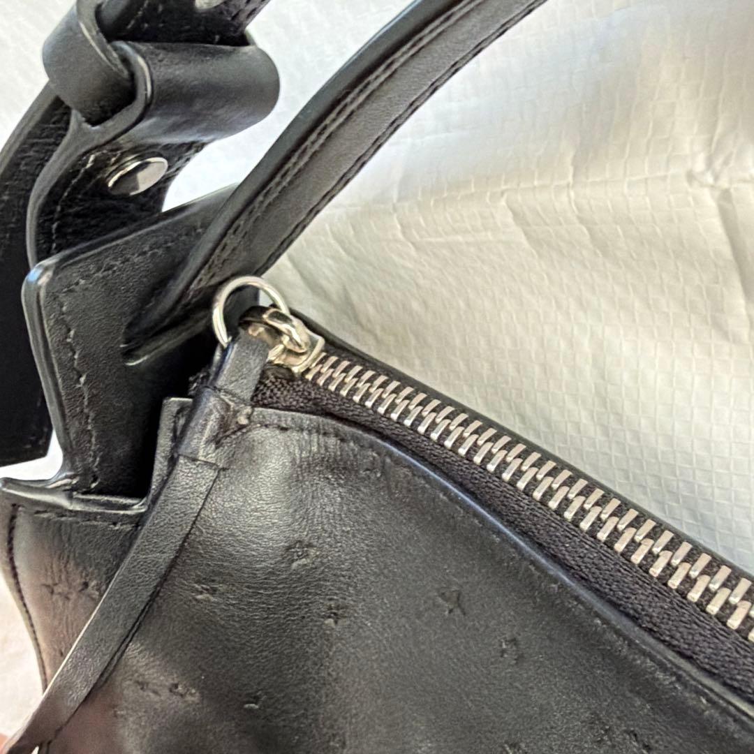 All Saints ブラックレザー ショルダーバッグ 星形模様 本革