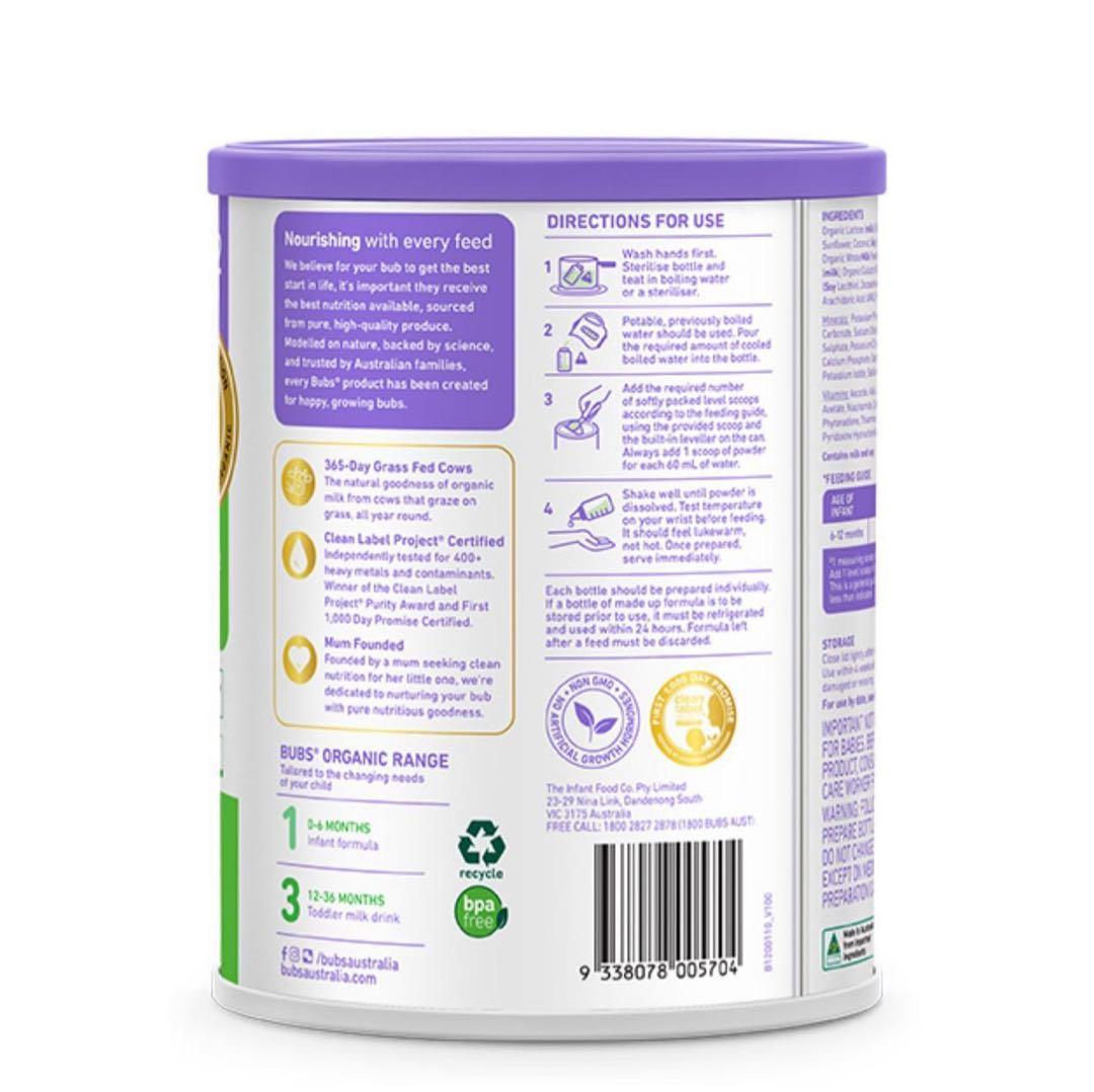 2缶 Bubs バブズ オーガニック 粉ミルク ステップ2 FREMON出品