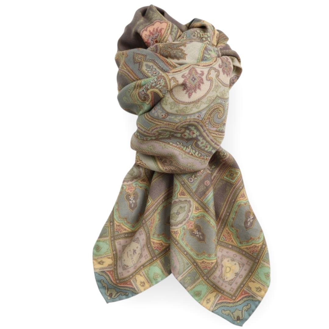 Vintage ETRO エトロ 大判 ウール シルク ストール ショール