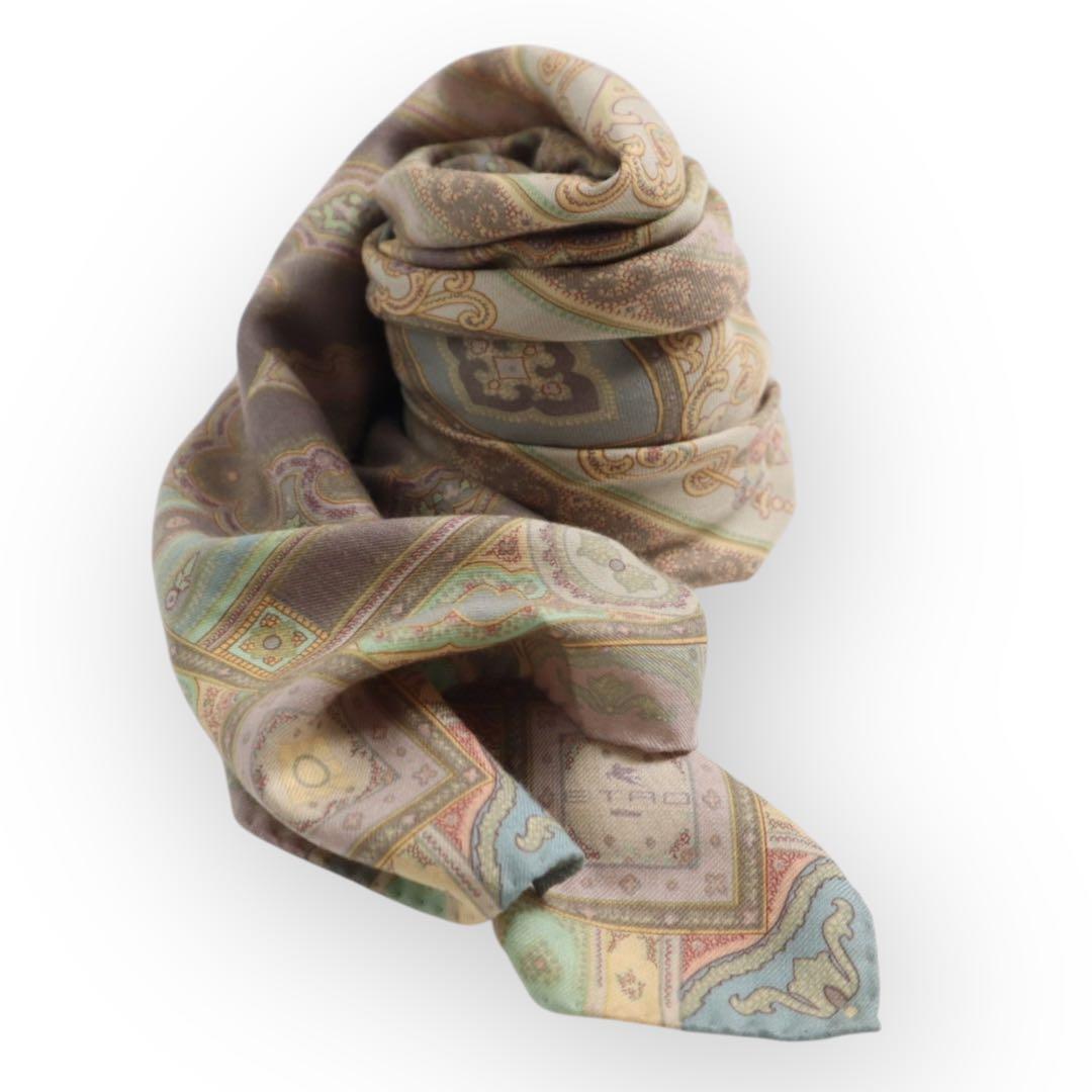 Vintage ETRO エトロ 大判 ウール シルク ストール ショール