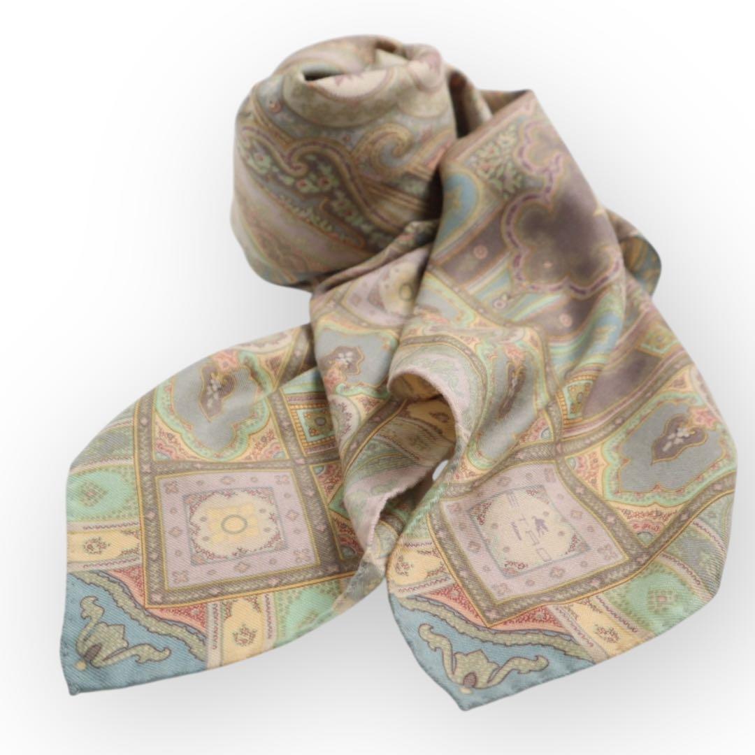 Vintage ETRO エトロ 大判 ウール シルク ストール ショール