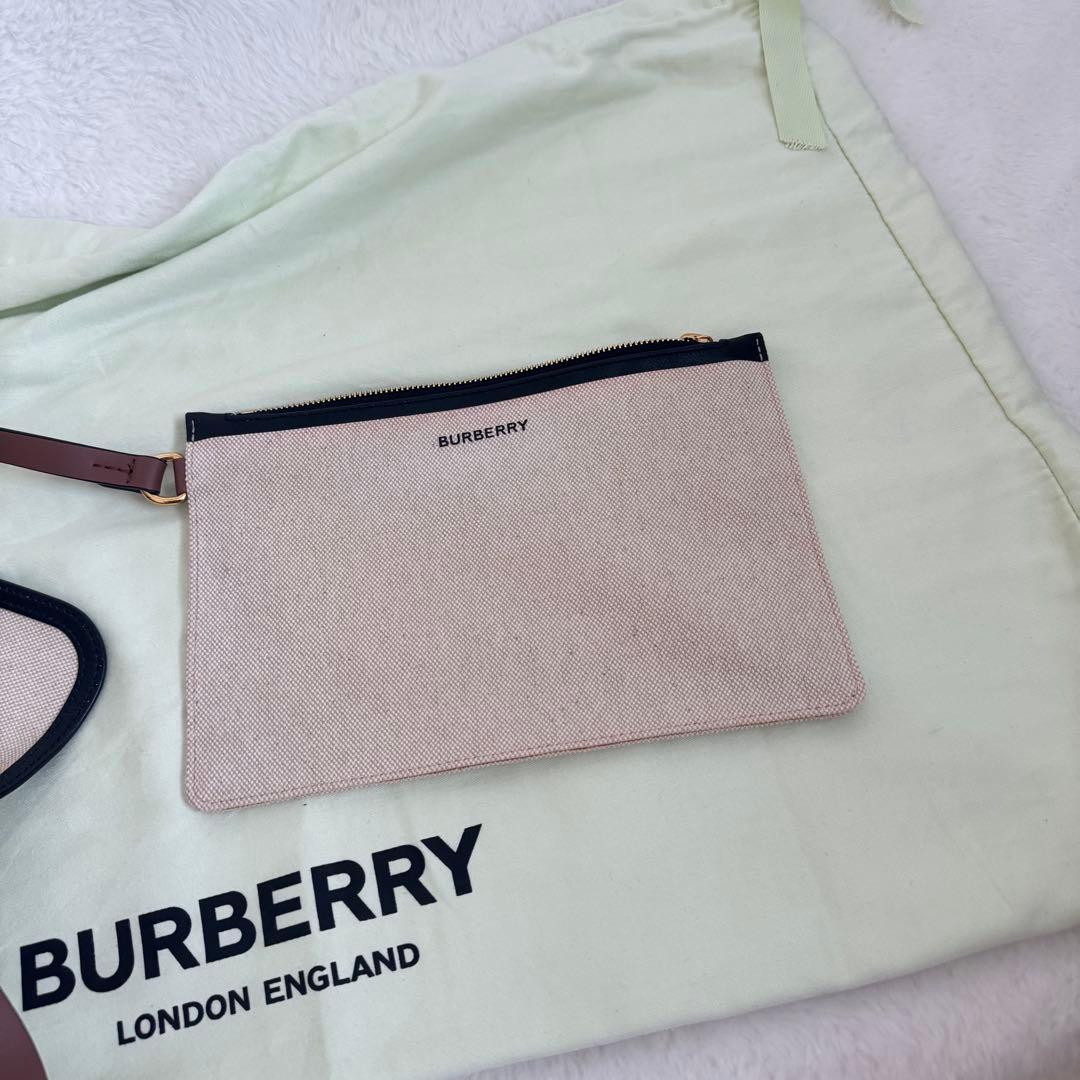 BURBERRY ラージ　ソフトベルト　トート　キャンバス　レザー　大容量