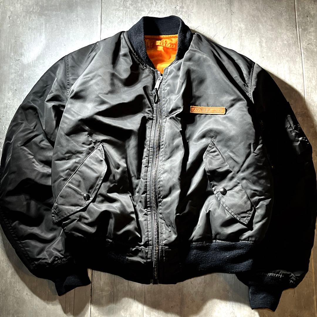 USA製 レザー革胸タグ　90S アヴィレックス MA-1 フライトジャケット