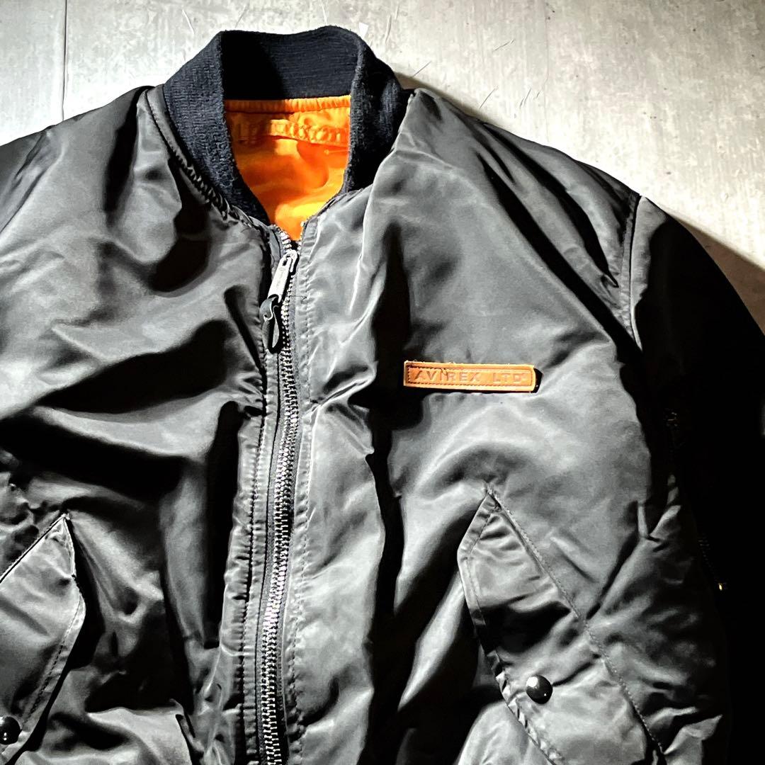 USA製 レザー革胸タグ　90S アヴィレックス MA-1 フライトジャケット