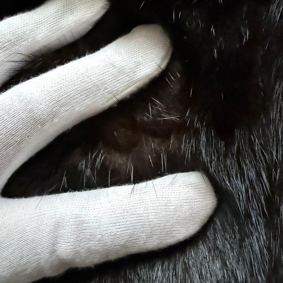 三越 ミンクコート ダークブラウン系 リアルファー ミドル丈　レディース