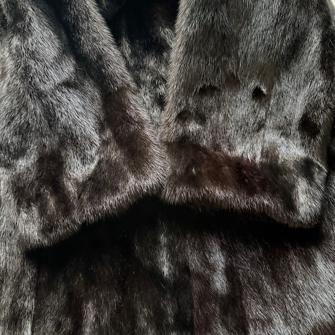 三越 ミンクコート ダークブラウン系 リアルファー ミドル丈　レディース