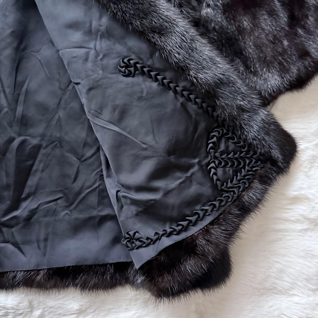 三越 ミンクコート ダークブラウン系 リアルファー ミドル丈　レディース