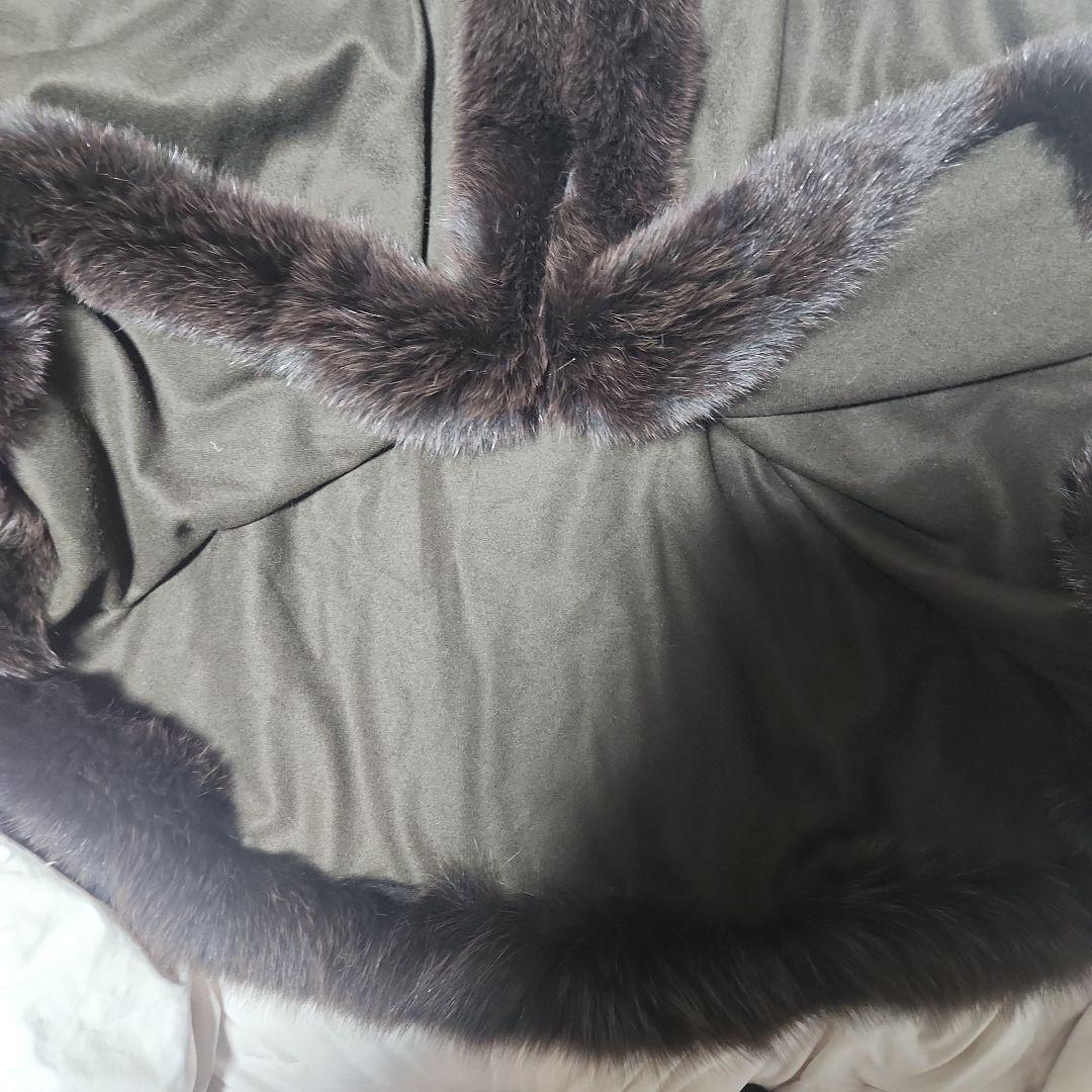 カシミヤ100% ブラウンファーポンチョ