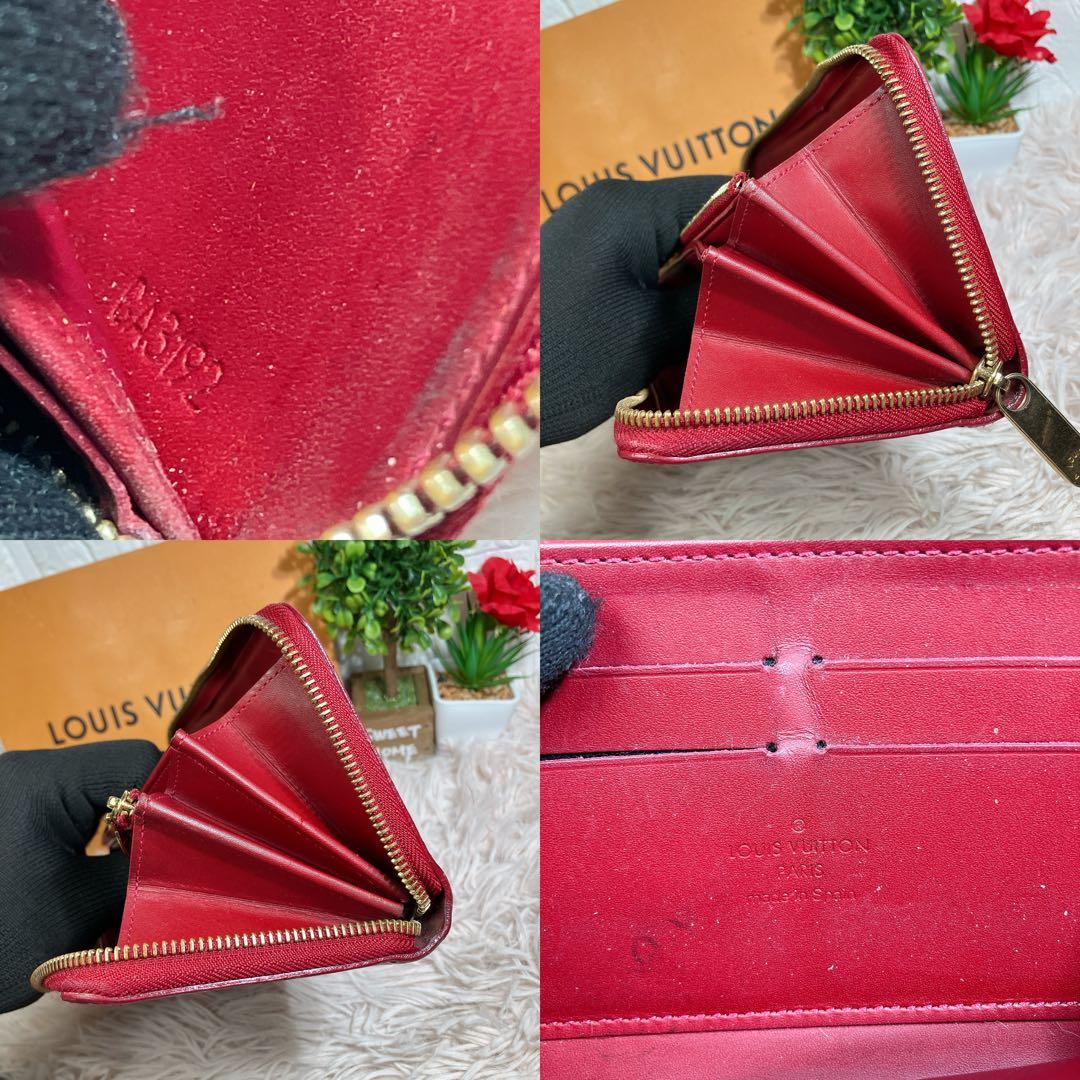 美品 ルイヴィトン ヴェルニ エナメル ジッピーウォレット レッド パテント