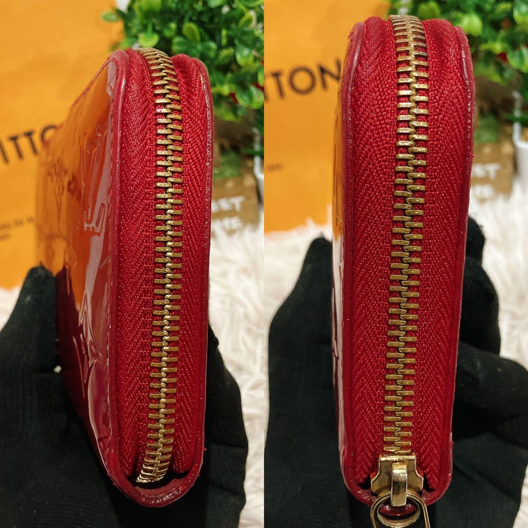 美品 ルイヴィトン ヴェルニ エナメル ジッピーウォレット レッド パテント