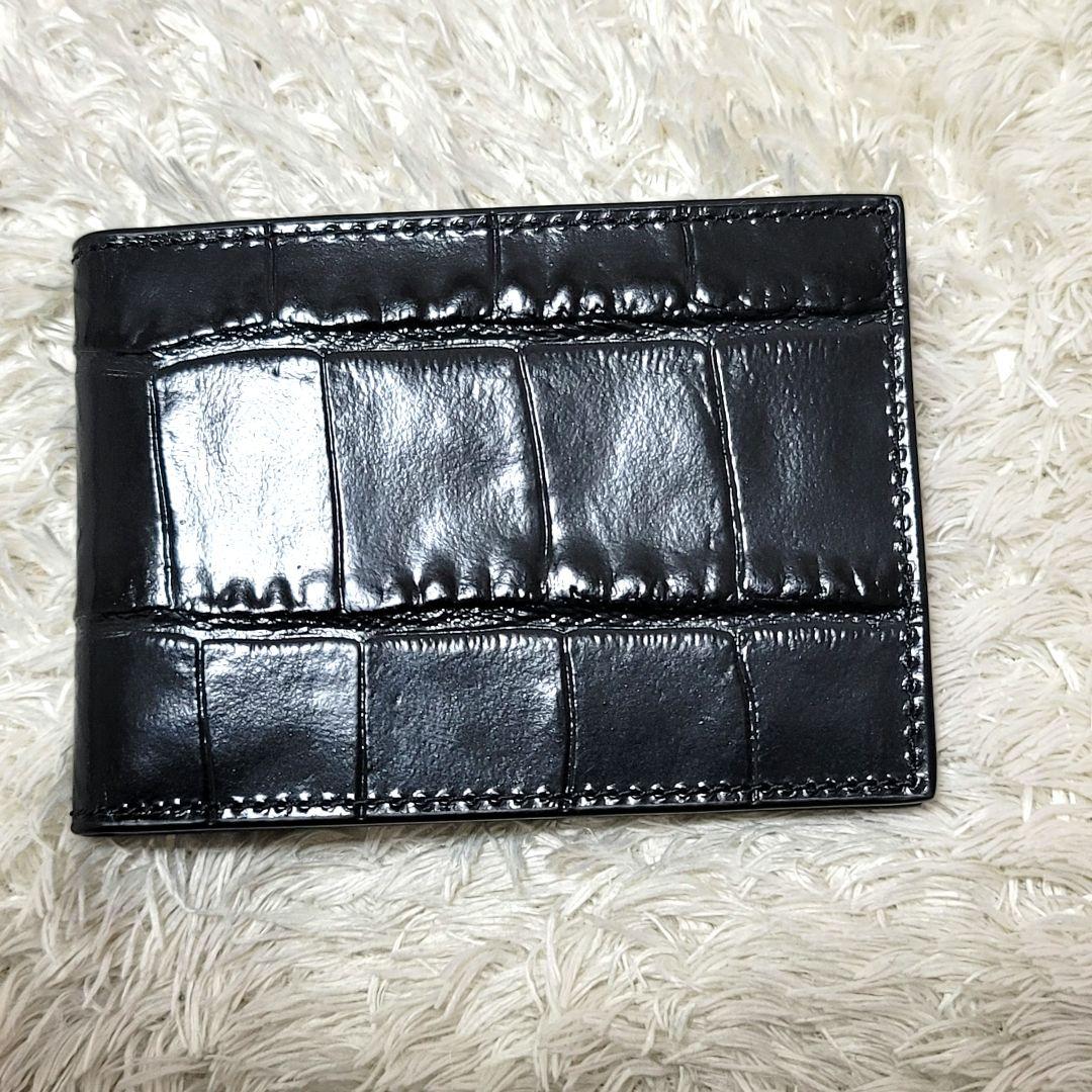 未使用 コーチ クロコ型押し レザー 3-IN-1財布 カードケース ブラック