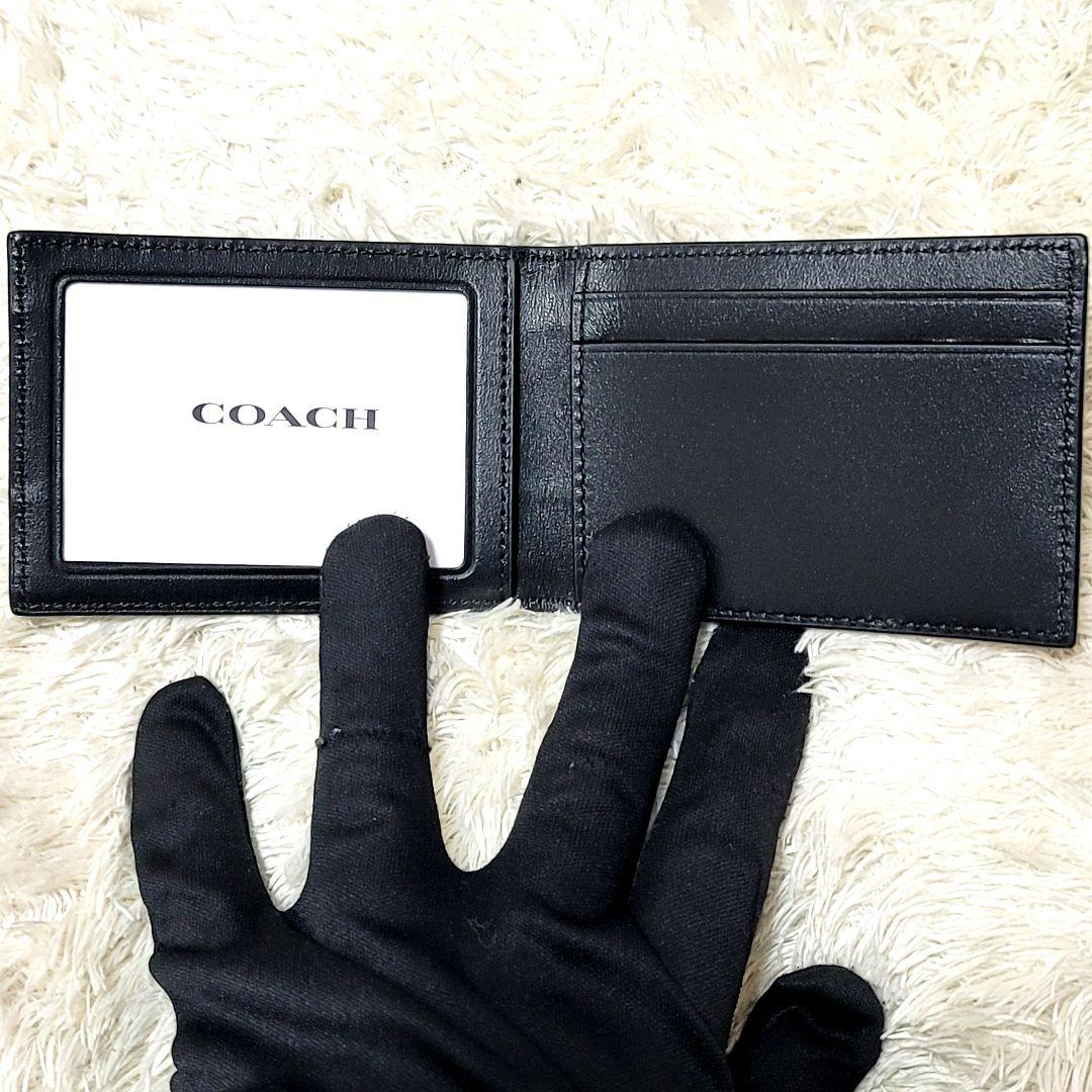 未使用 コーチ クロコ型押し レザー 3-IN-1財布 カードケース ブラック