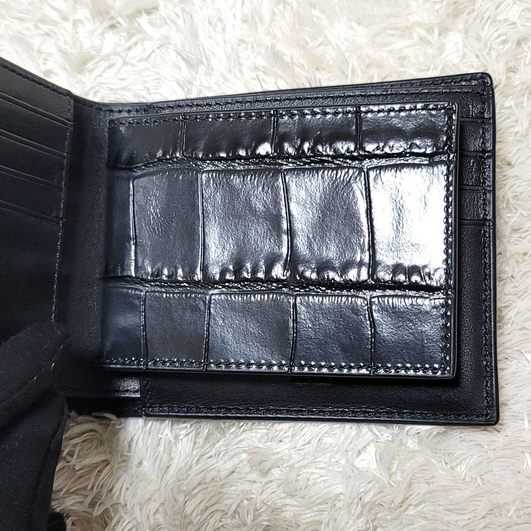 未使用 コーチ クロコ型押し レザー 3-IN-1財布 カードケース ブラック
