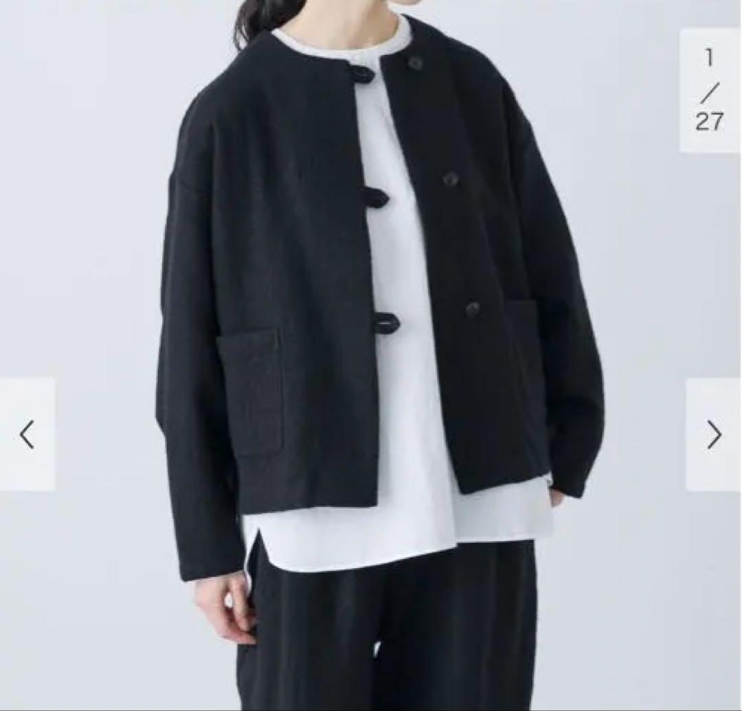 ウールクルーネックジャケット　かぐれ