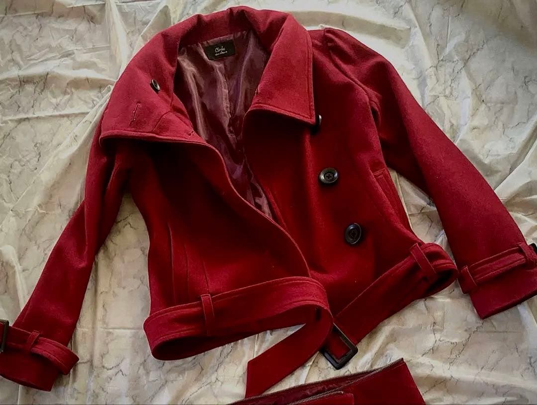 【最終値下げ】昭和レトロ　赤　コート　2way Cloche ビンテージ　￼