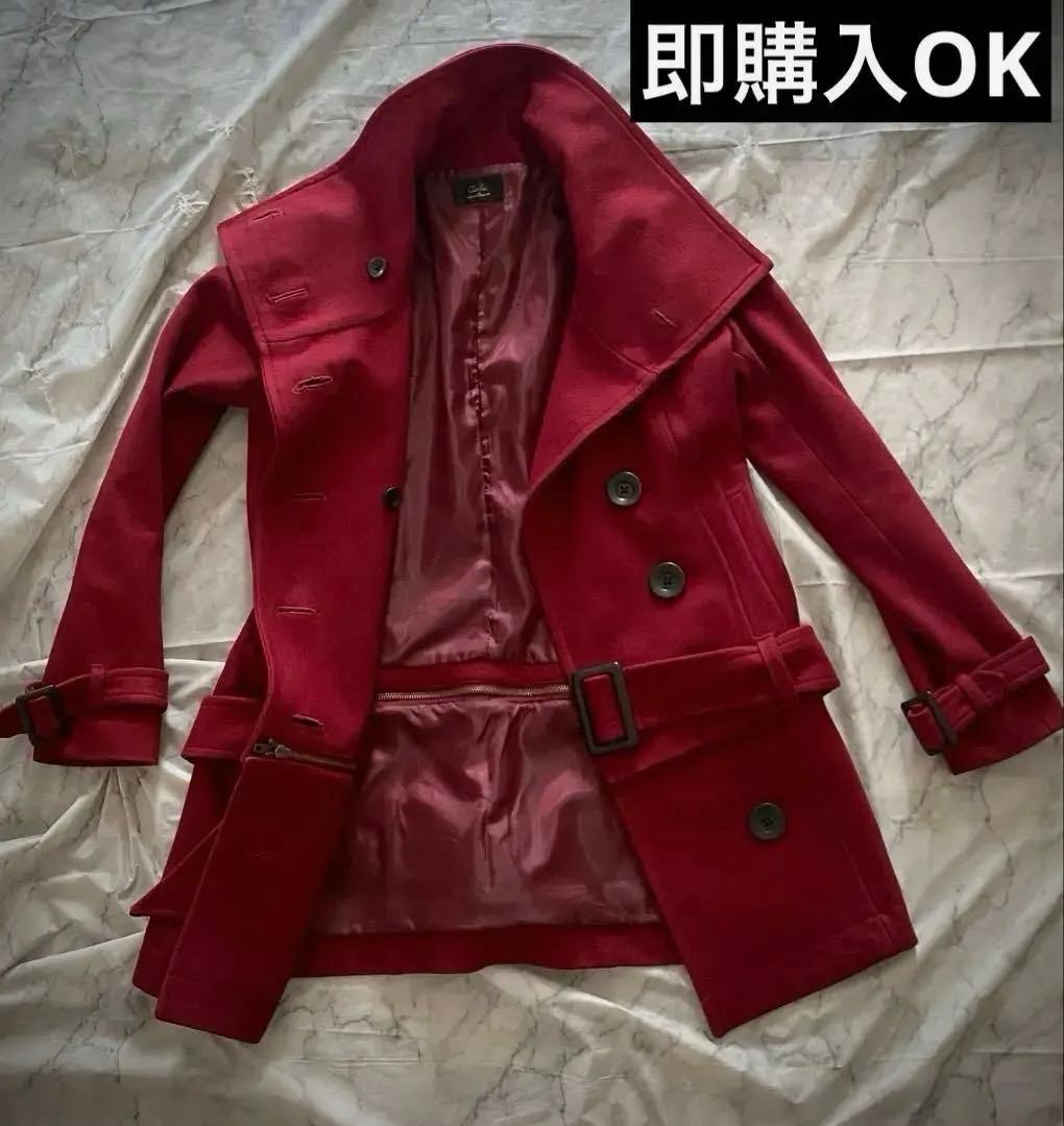 【最終値下げ】昭和レトロ　赤　コート　2way Cloche ビンテージ　￼