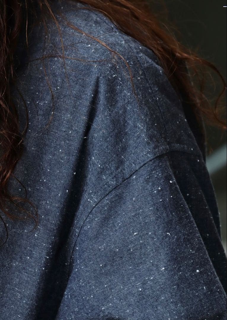 nanamica ナナミカ コットンワンピース 長袖シャツワンピース ネイビー１