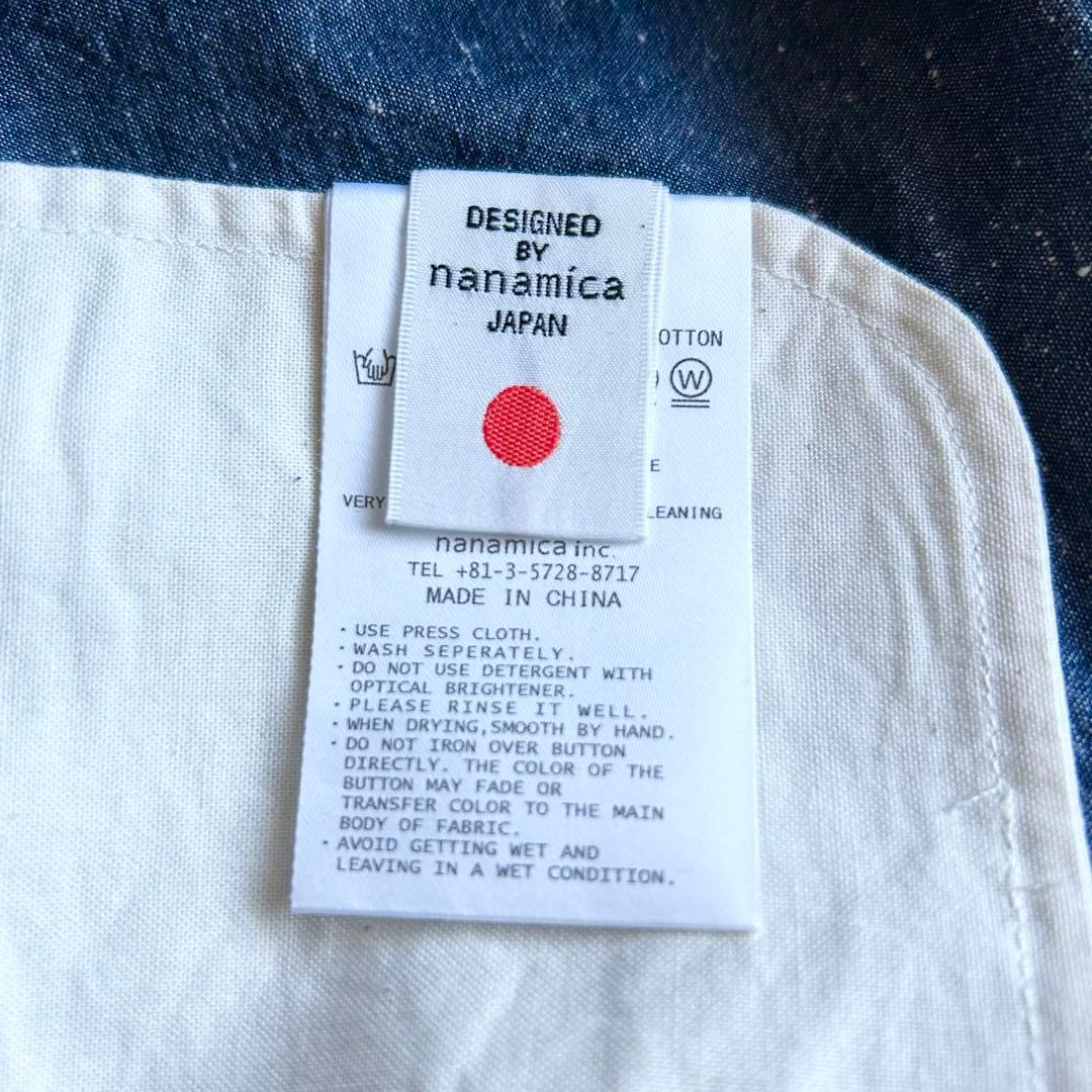 nanamica ナナミカ コットンワンピース 長袖シャツワンピース ネイビー１