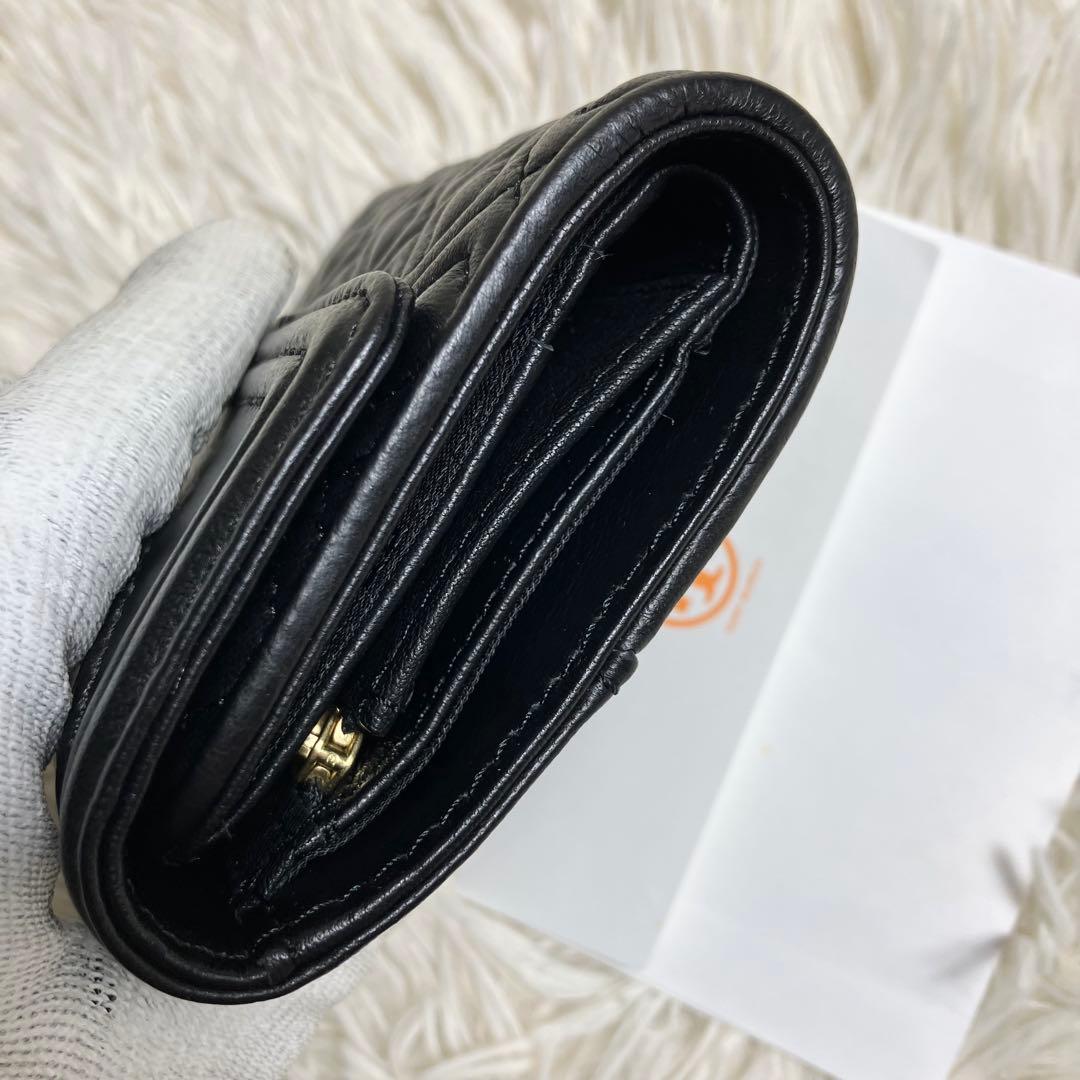 【極美品】トリーバーチ＊キルティング 三つ折りレザーブラック