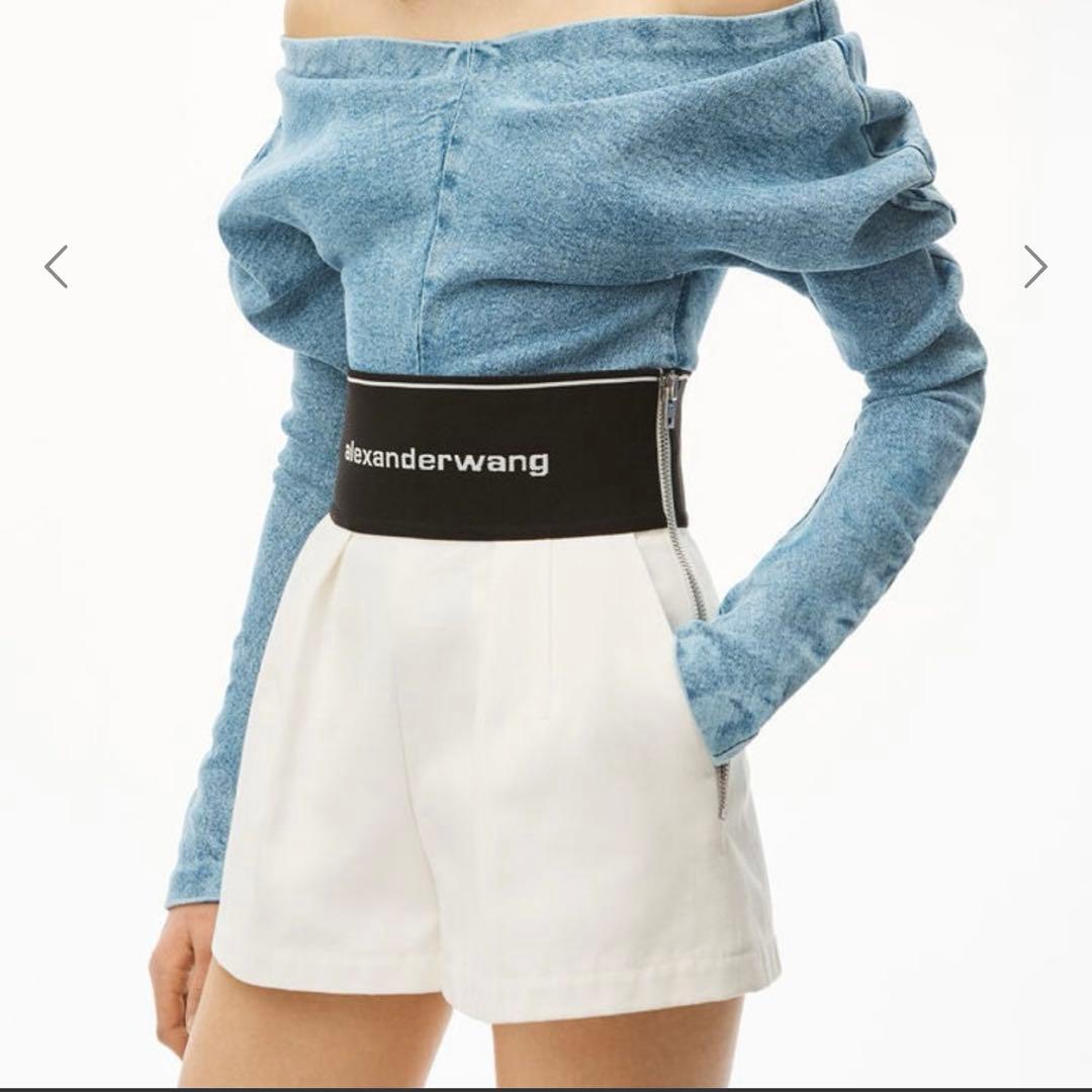 【正規店購入】アレキサンダーワン ロゴ サファリショーツ ショートパンツ　白