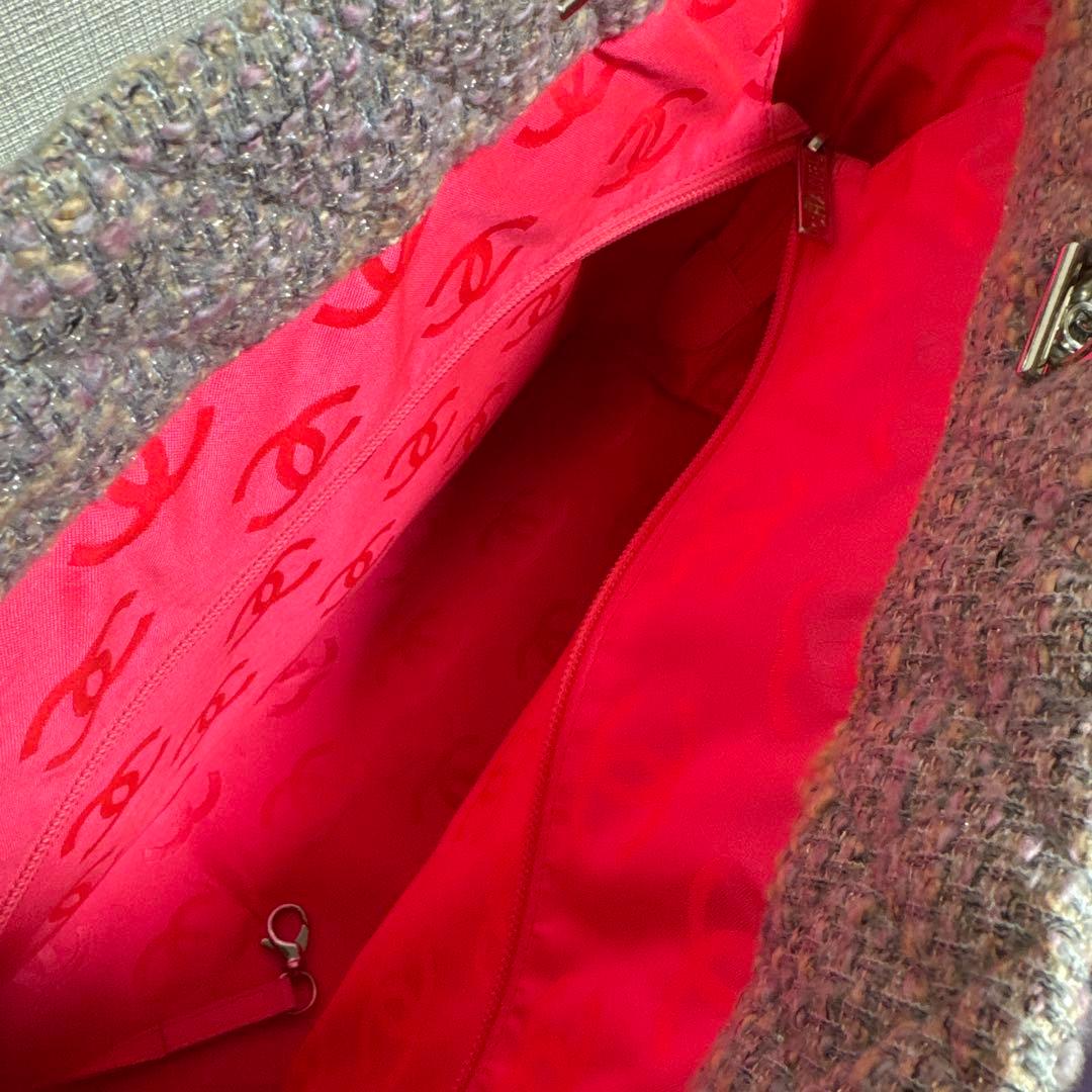 CHANEL ツイードキルティングトートバッグ