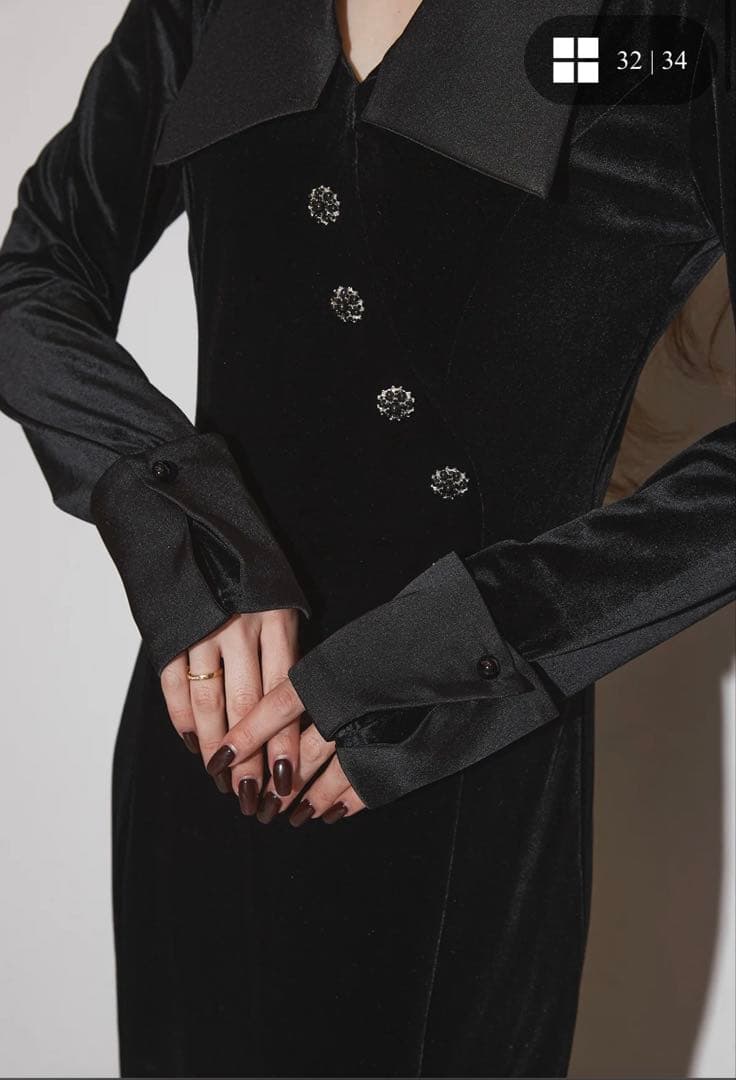 新品未使用品　ベロアレイヤード風ワンピース