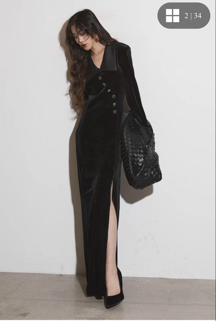 新品未使用品　ベロアレイヤード風ワンピース