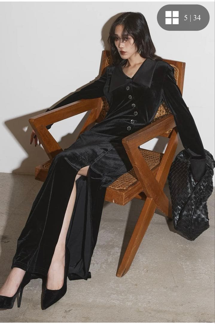 新品未使用品　ベロアレイヤード風ワンピース