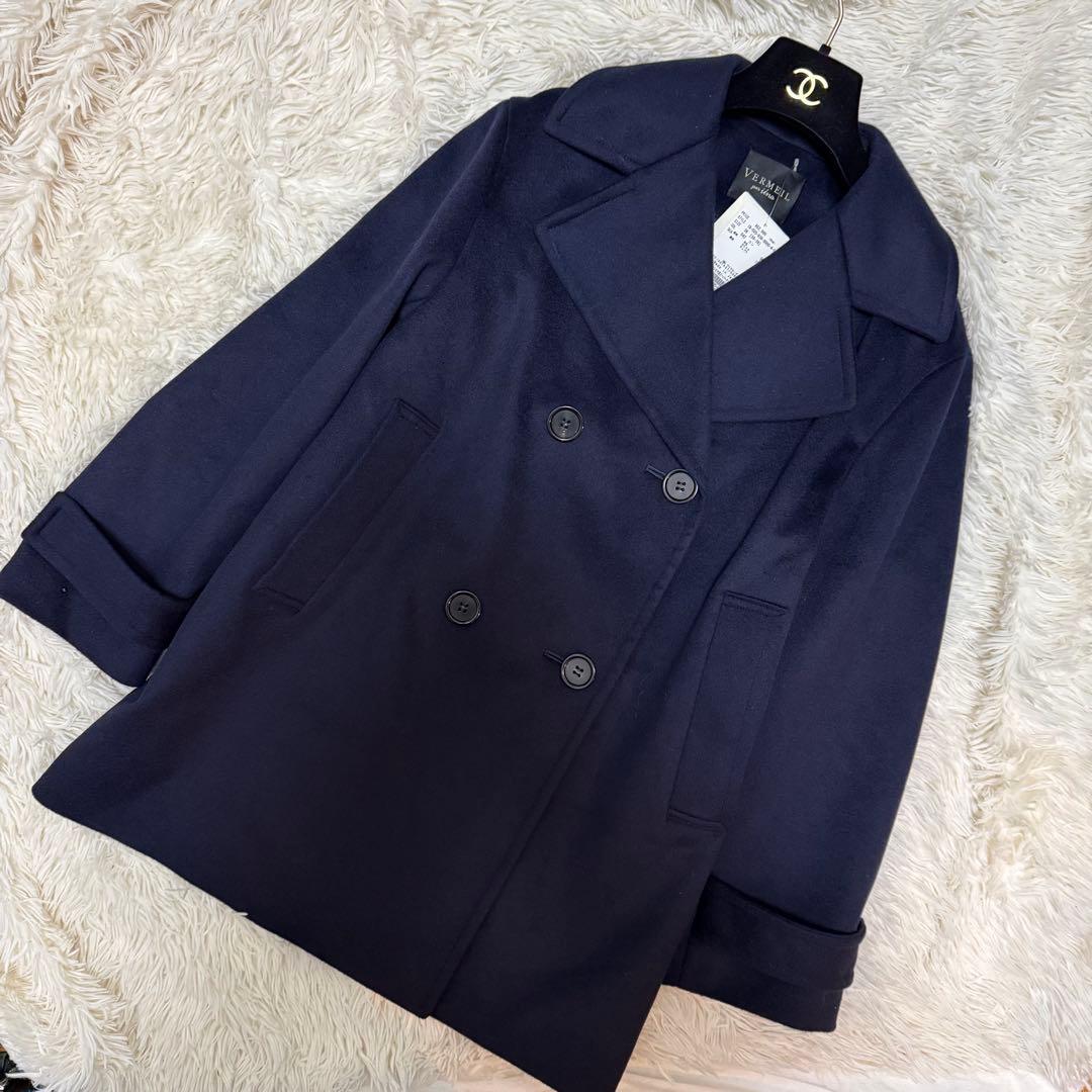 新品　ヴェルメイユパーイエナ　ピーコート ウールカシミヤ　ネイビー