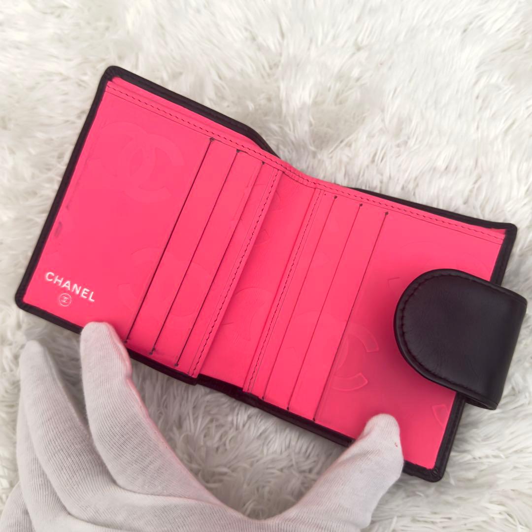 極美品⭐️CHANEL シャネル カンボンライン 二つ折り レザー ココマーク