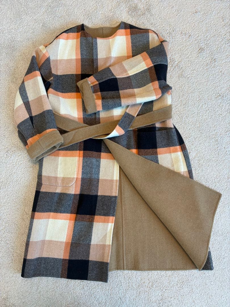 ブルーレーベル♡　ベージュ チェックリバーシブルコート♡38