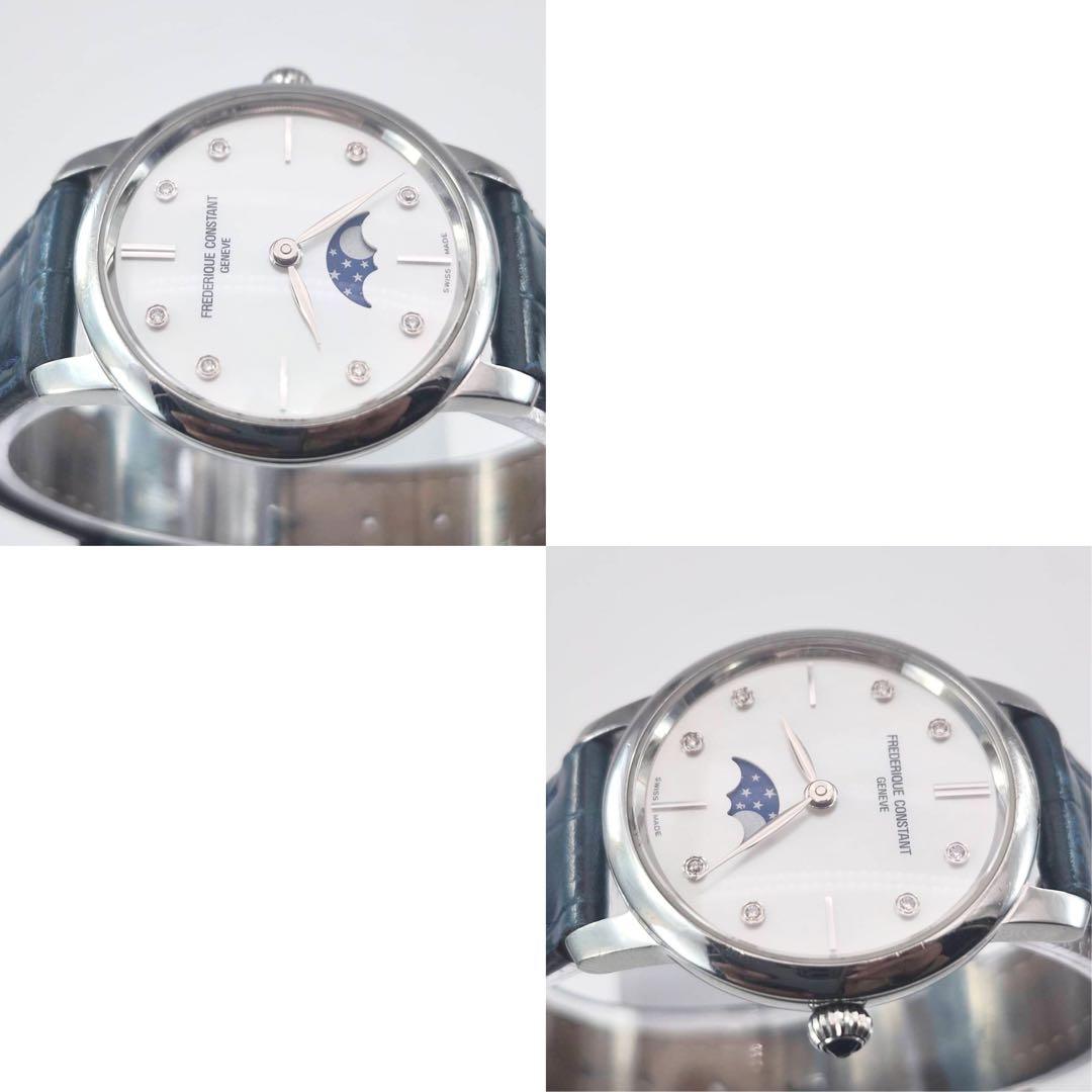 美品✨　希少　フレデリックコンスタント　スリムライン　ダイヤ8P ホワイトシェル