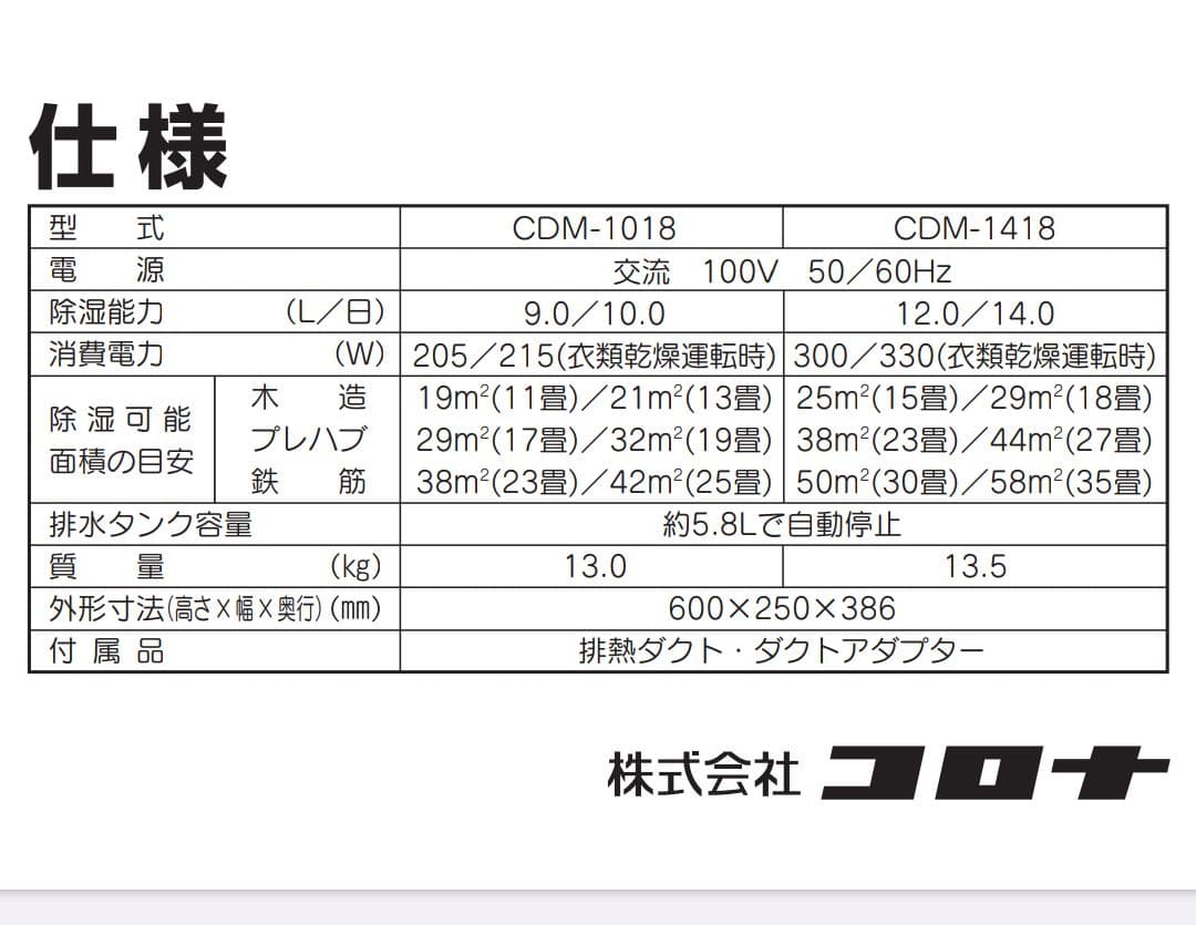 美品 コロナ どこでもクーラー 衣類乾燥除湿機 CDM-1018 2018年製