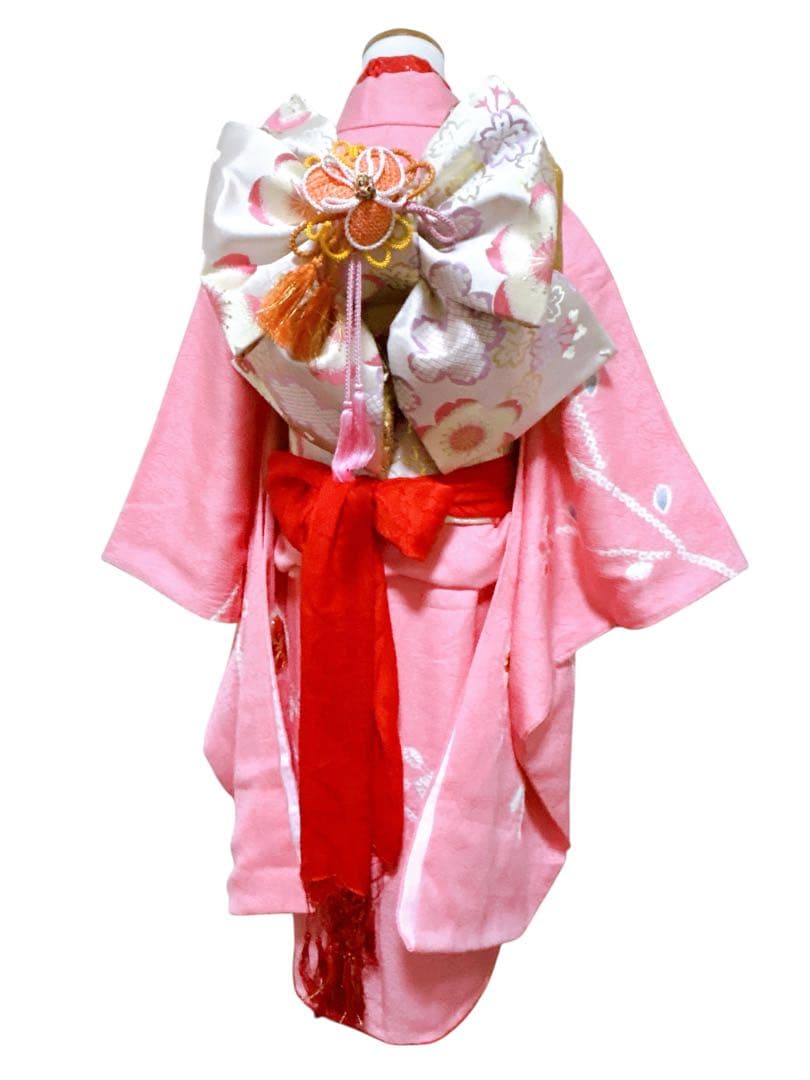 豪華逸品♡七五三　総刺繍　絞り　正絹　女の子　フルセット　一式　ピンク　髪飾り