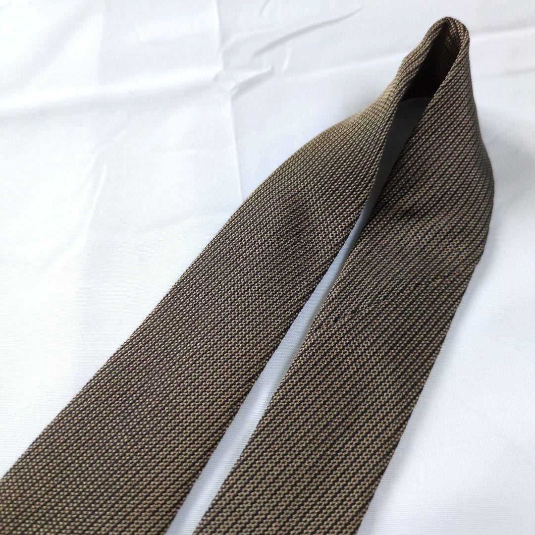 【美品】グッチ ネクタイ ブラウン ブラック 無地 ソリッド【イタリア製】