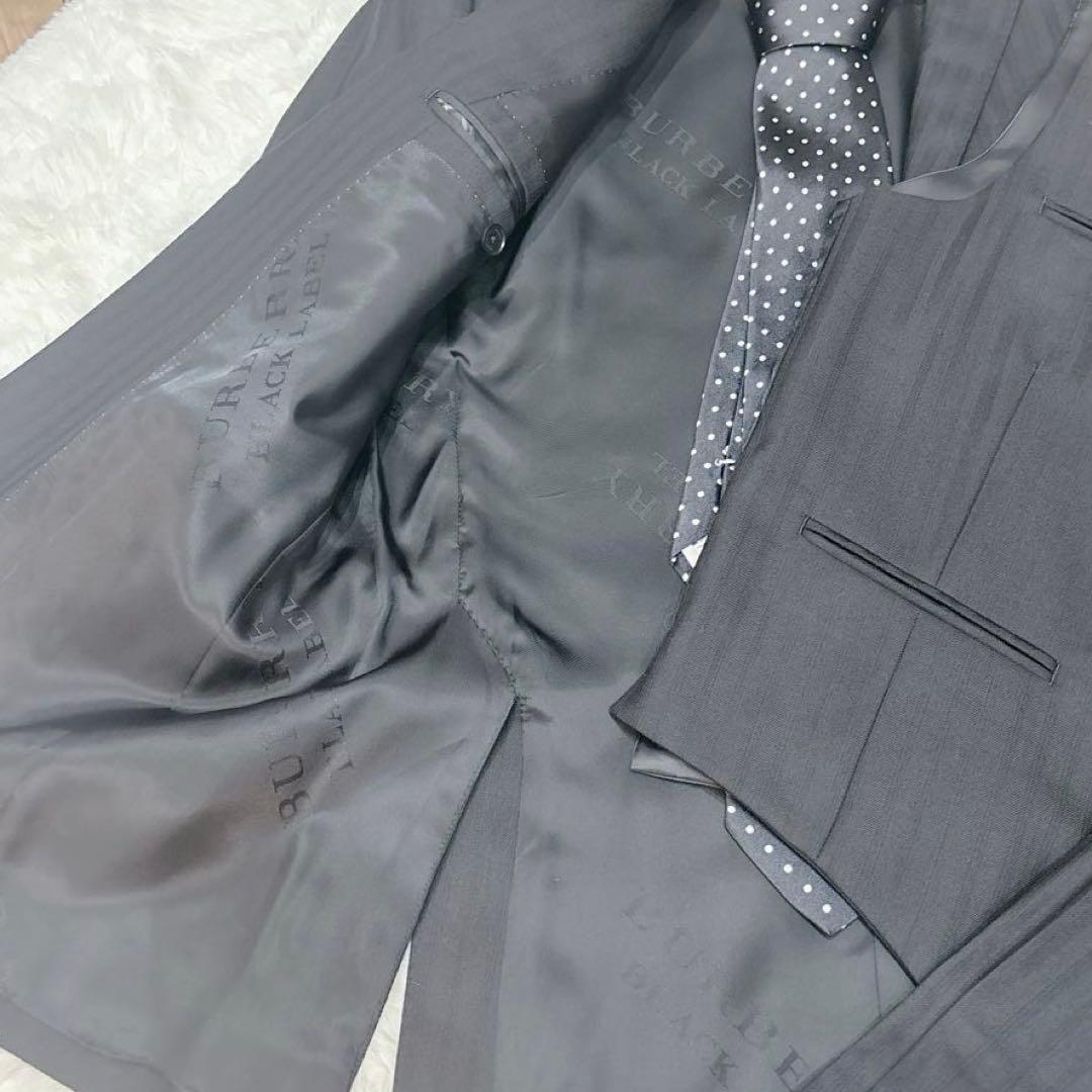美品 BURBERRY 黒 ブラック ストライプ スーツ ベスト スリーピース