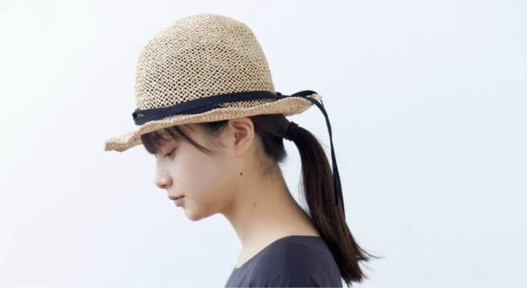 【scha】リボン付きシーグラスハット（L）【定価約¥40,000】麦わら帽子