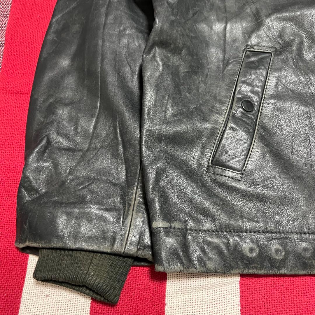 韓国製 80s 民間品 フランス軍パイロット レザージャケット ダブルジップ