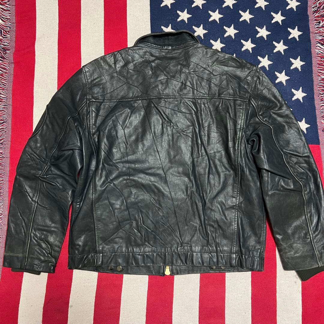 韓国製 80s 民間品 フランス軍パイロット レザージャケット ダブルジップ