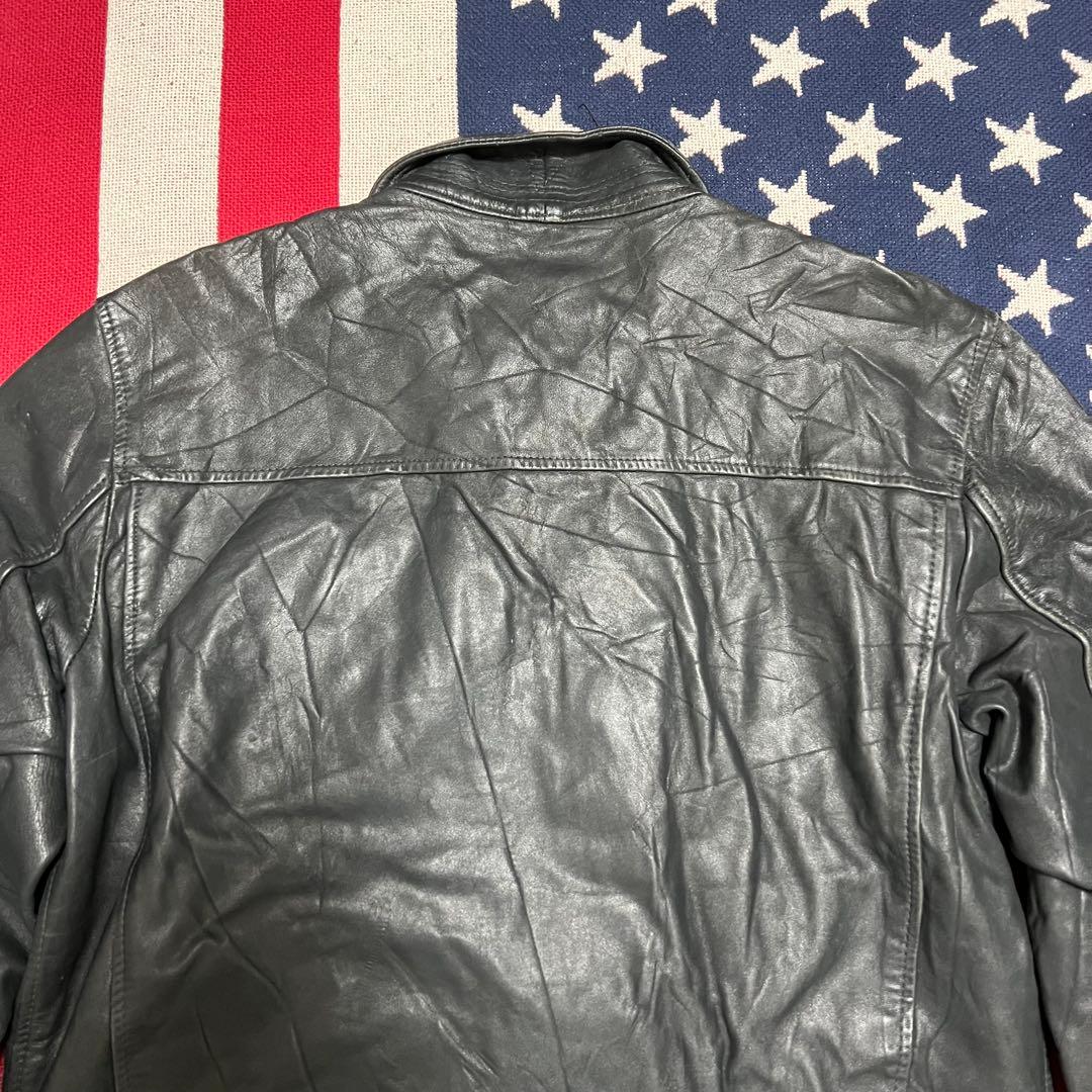 韓国製 80s 民間品 フランス軍パイロット レザージャケット ダブルジップ